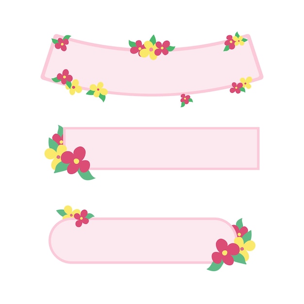 Vector web banners border frame cta button with red pink yellow flowers