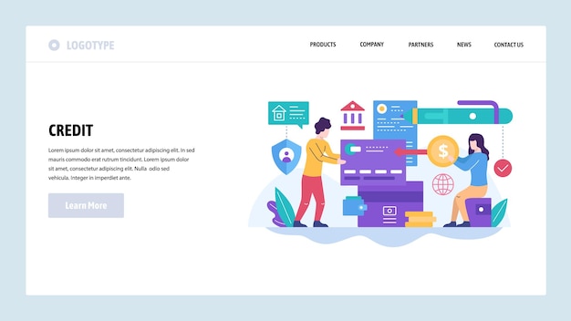Шаблон дизайна векторного веб-сайта кредитная карта и цифровое банковское обслуживание домашних финансов концепции целевой страницы для веб-сайта и мобильной разработки современная плоская иллюстрация