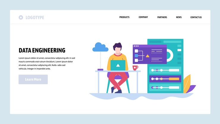 Vector vector web site design template software development coder work behind laptop landing page concepts for website and mobile development modern flat illustration