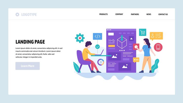Vector vector web site design template software development programmer and software architect coding an application landing page concepts for website and mobile development modern flat illustration