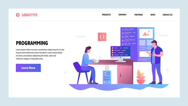 Vector vector web site gradient design template coding and software app development landing page concepts for website and mobile development modern flat illustration