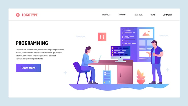 Vector vector web site gradient design template coding and software app development landing page concepts for website and mobile development modern flat illustration