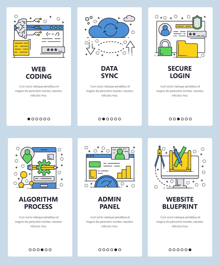 Vector 網頁編碼和互聯網服務數據同步 安全登入管理面板 網站和移動應用程式開發的菜單標誌