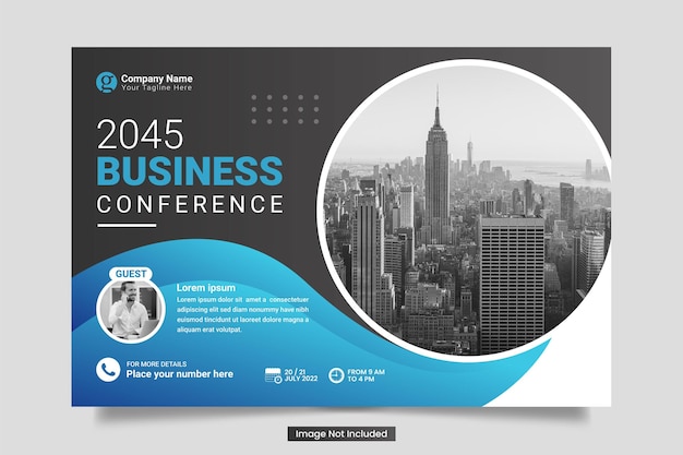 Vector webinar horizontal flyer online business conference template