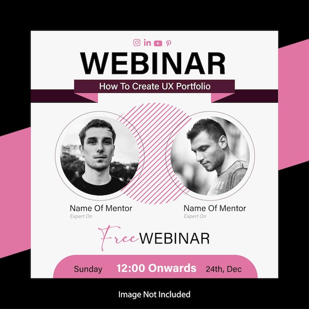 Vector webinar square flyer template for uiux design