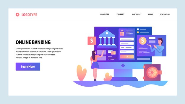 Vector website ontwerp sjabloon Online banking en digitale gelddienst Landing page concepten voor website en mobiele ontwikkeling Moderne platte illustratie