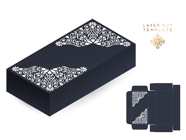 Vector wedding card laser cut template box