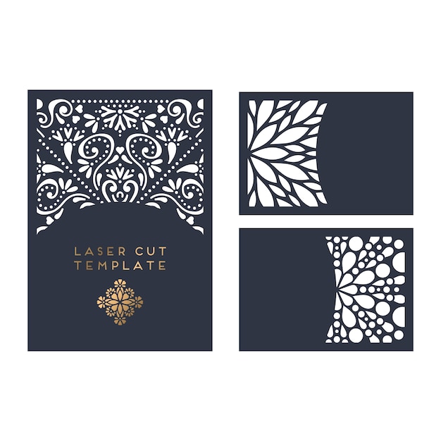 Vector wedding card laser cut template