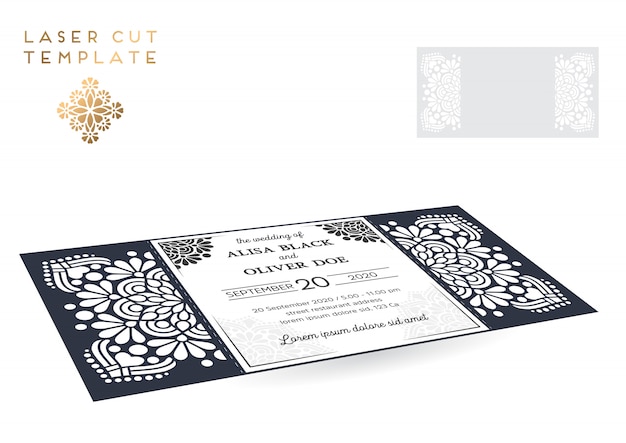 vector wedding card laser cut template