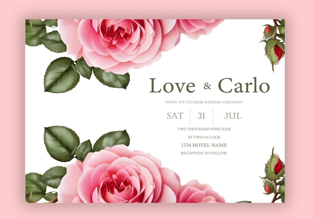 Vector wedding invitation with beautiful flower design