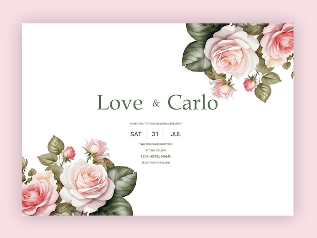 Vector vector wedding invitation with beautiful flower design