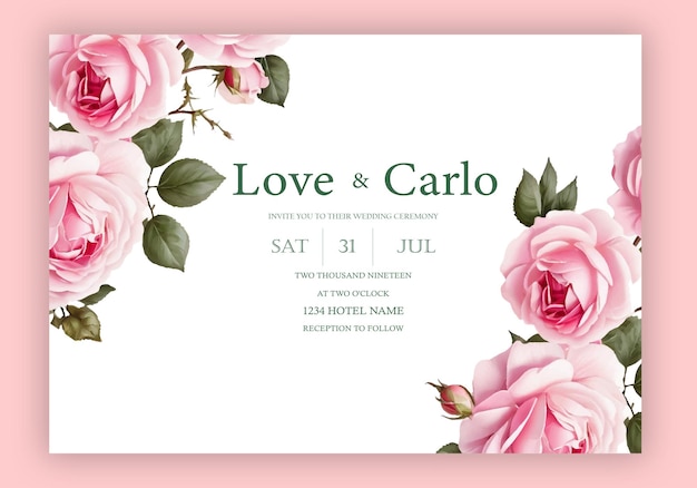 Vector wedding invitation with beautiful flower design