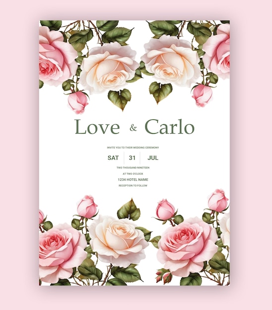 Vector vector wedding invitation with beautiful flower design