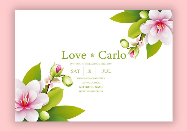 Vector wedding invitation with beautiful flower design