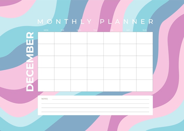 Vector weekly planner template with abstract shapes in neutral tones
