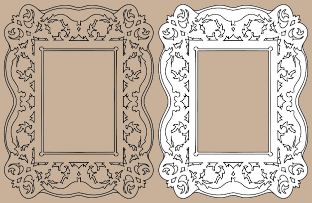 Vector welt abstract monogram frame. bloemen, lineaire en bladframes. vector illustratie