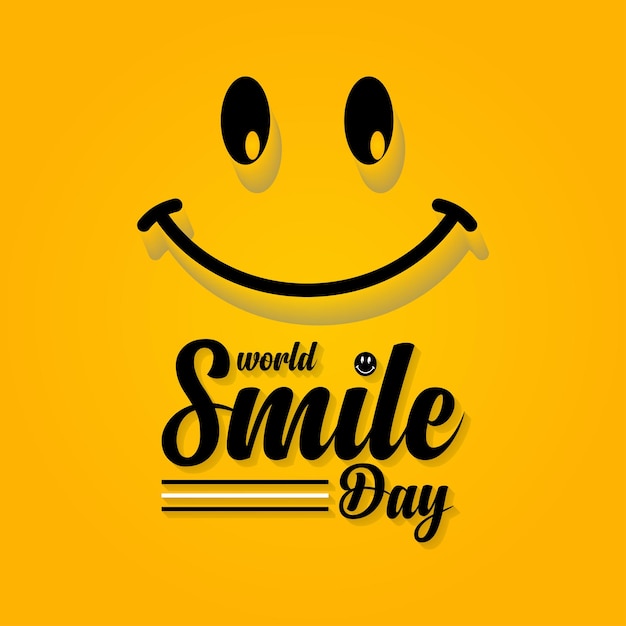 Vector Wereld glimlach dag gebeurtenis viering achtergrond Glimlach dag belettering met een lachend gezicht