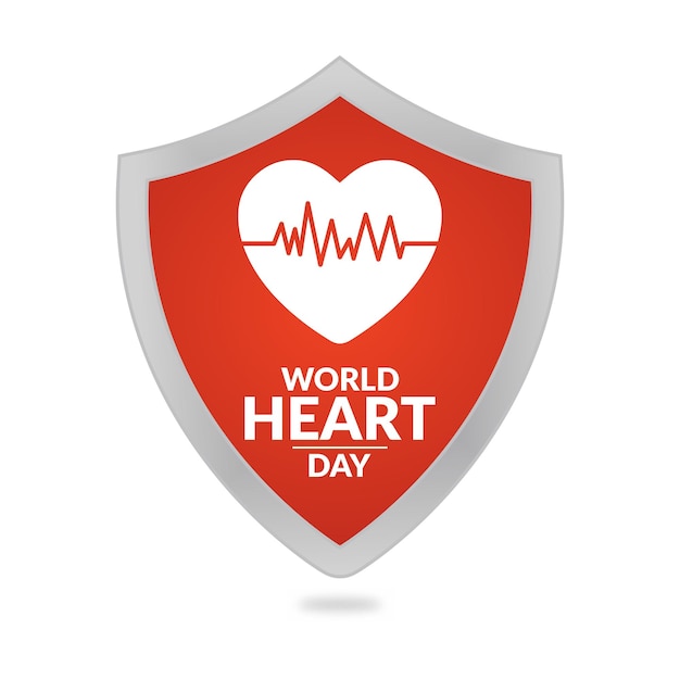 vector wereld hart dag voor medische zorg en behandeling vector cardiogram schild achtergrond