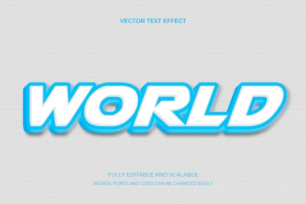 vector wereld vetgedrukte teksteffect bewerkbare moderne belettering typografie lettertypestijl