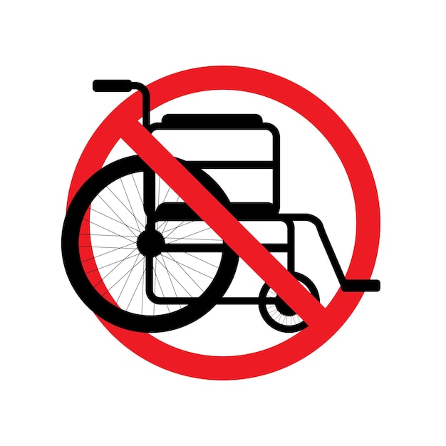 Vector wheelchair silhouette crossed in red circle