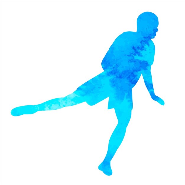 Vector vector on a white background athlete blue watercolor silhouette isolated