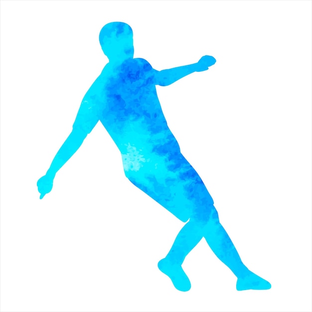 Vector on a white background athlete blue watercolor silhouette isolated