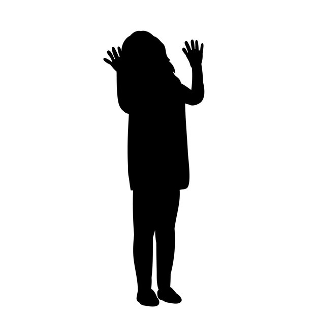 Vector On A White Background Black Silhouette Of A Child