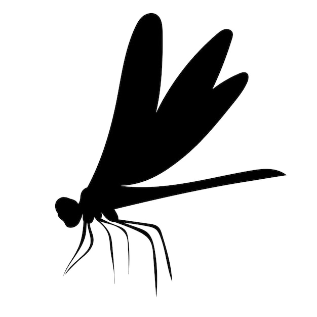Vector on a white background black silhouette of a dragonfly isolated
