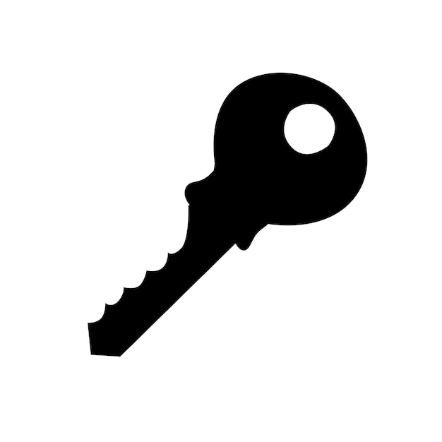 Vector on a white background black silhouette of a simple key