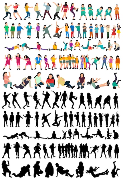 Vector on white background collection of dancing people silhouettes