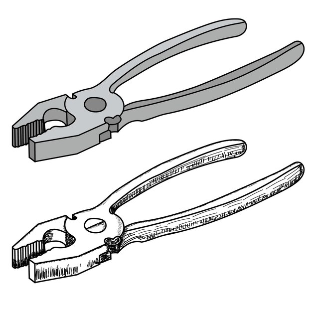 Vector on a white background construction tool pliers and nippers set