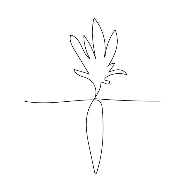 Vector vector on a white background a continuous line drawing of a carrot