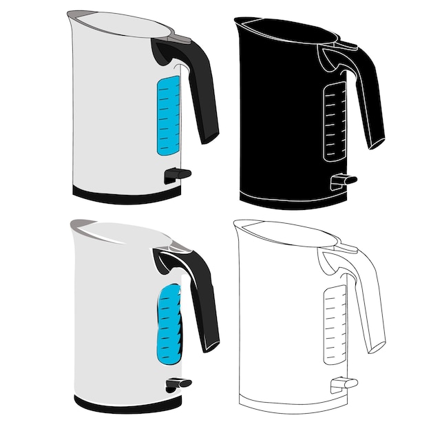 Vector on white background electric kettle in flat style set