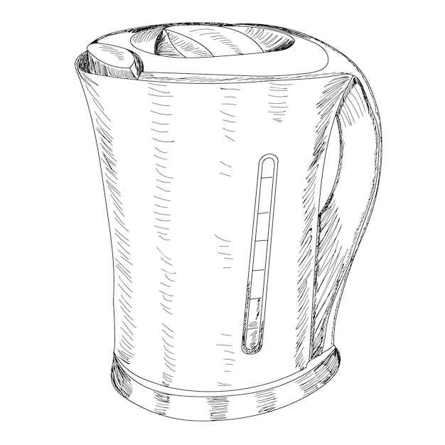 Vector vector on white background electric kettle sketch
