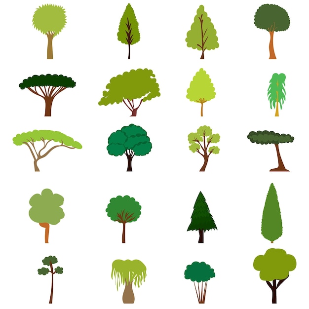 Vector vector on a white background flat style tree set