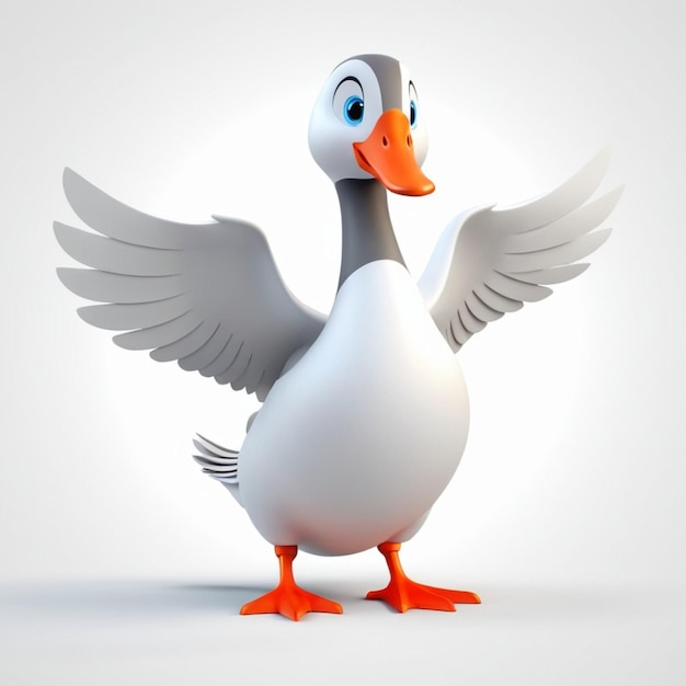 Vector White Background Goose 3D