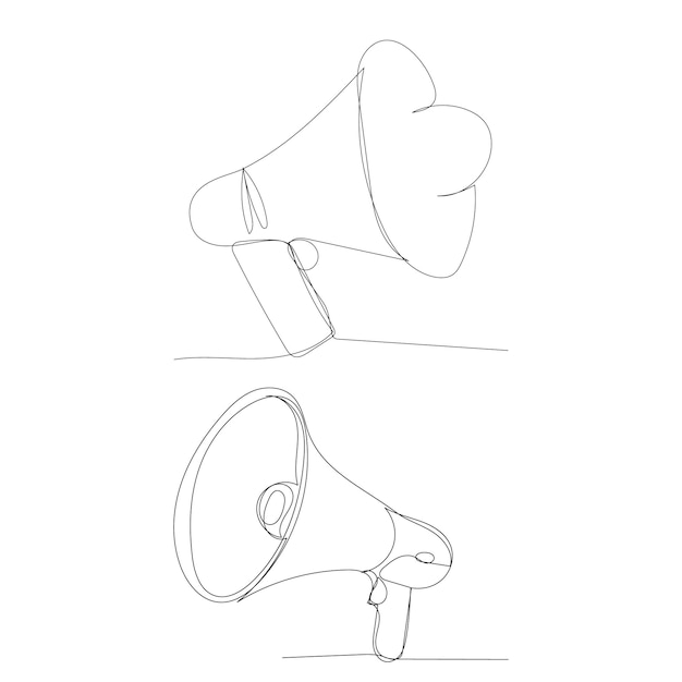 Vector white background loudspeaker continuous line drawing