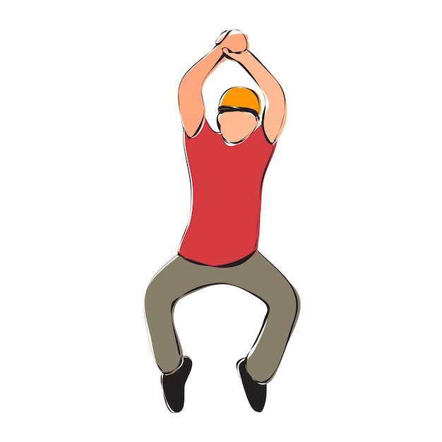 Vector on a white background man dancing contour