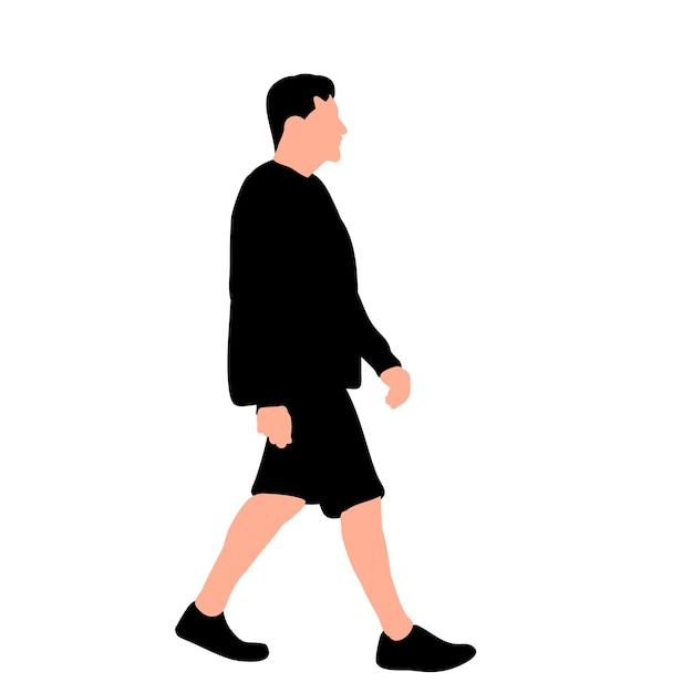 歩く男の白い背景のシルエットのベクトル