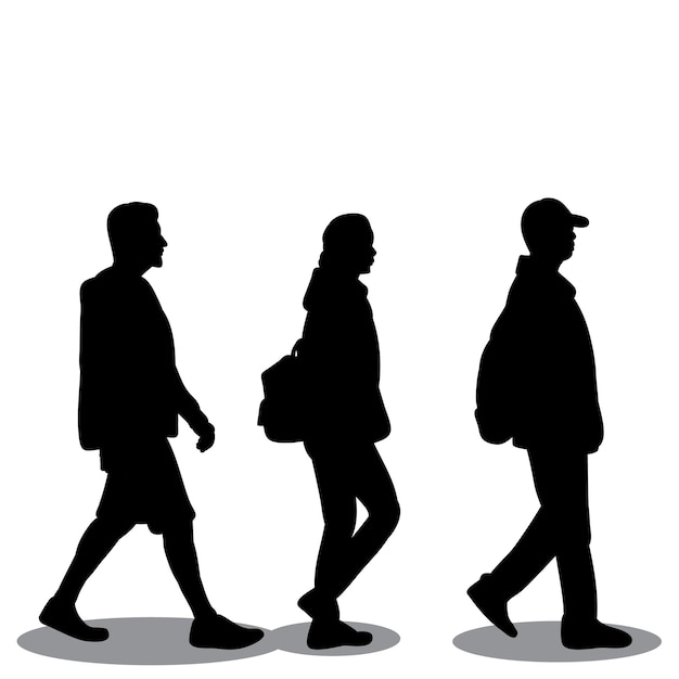 Vector on a white background silhouette of people who go