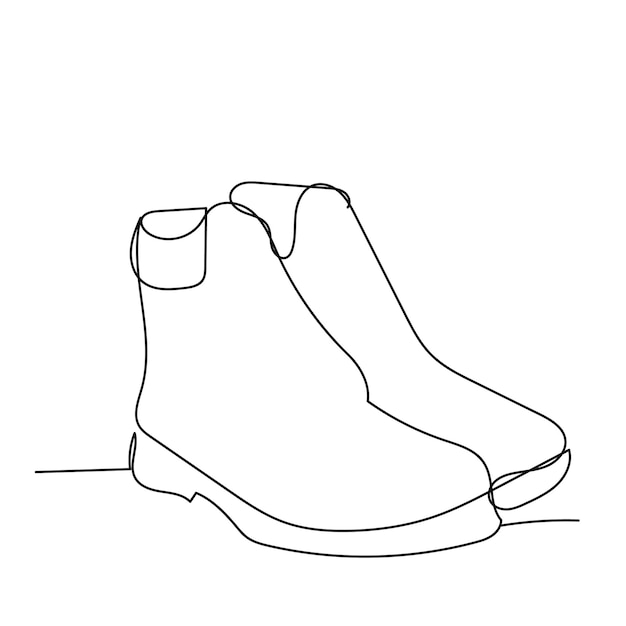 Векторный белый фон одной линии рисования обуви