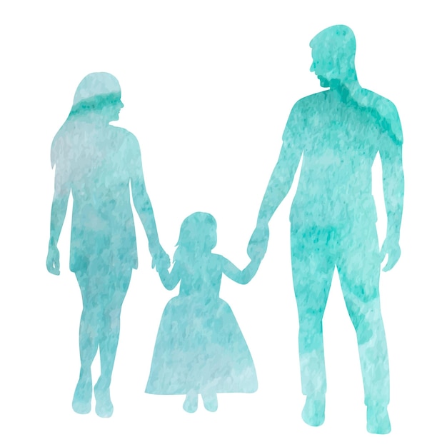 Vector vector on a white background watercolor silhouette family