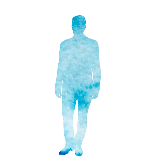 Vector vector white background watercolor silhouette man