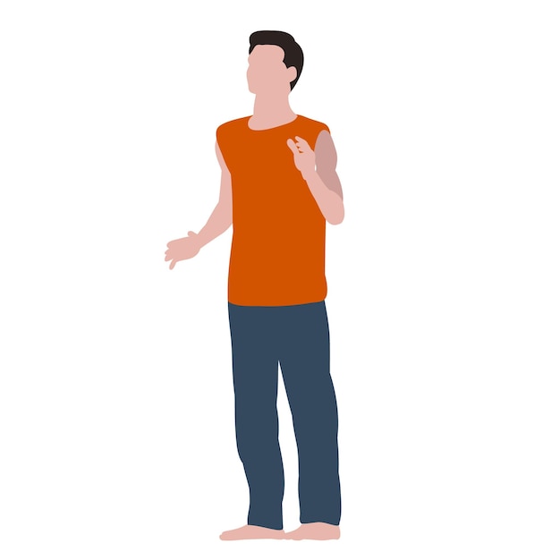 Vector on a white background without face in a flat style man guy dancing