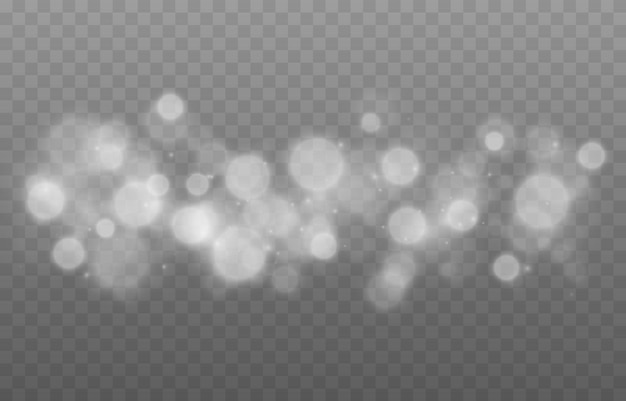 Vector white bokeh on isolated transparent background. Magic blur png. Light movement PNG.