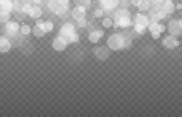 Bokeh bianco di vettore su sfondo trasparente isolato. sfocatura magica png. movimento leggero png.