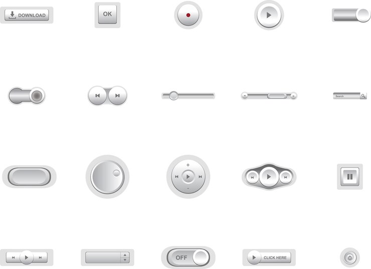 Vector vector white button for all media player