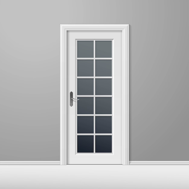 Vector vector white closed door with frame