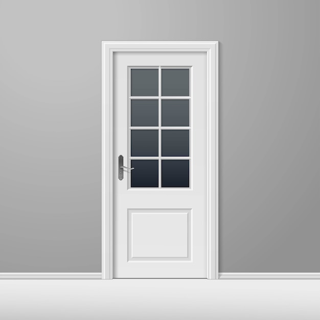 Vector vector white closed door with frame