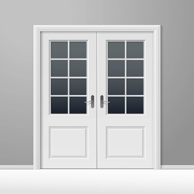 Vector white closed door with frame